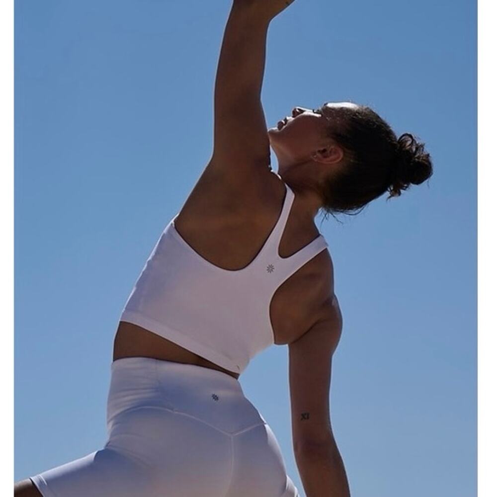 Athleta White Purpose Crop Longline Sports Bra